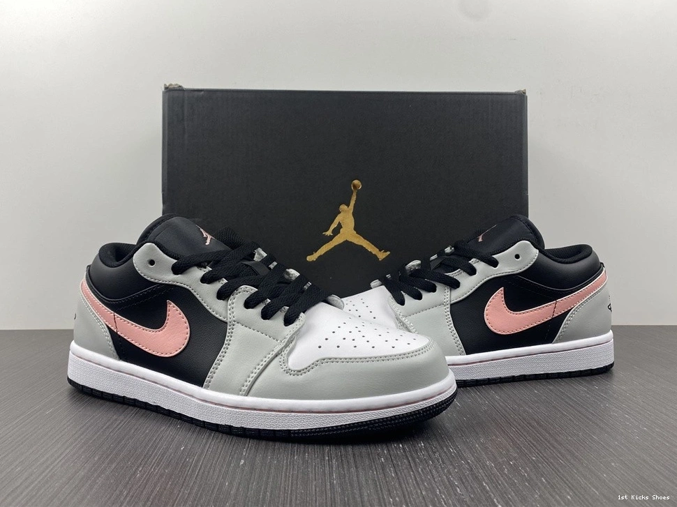 Air 1 Low Jordan Black 553558-062 Pink Grey White 1001